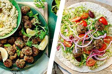 Lamb and spinach meatballs AND meatball wraps
