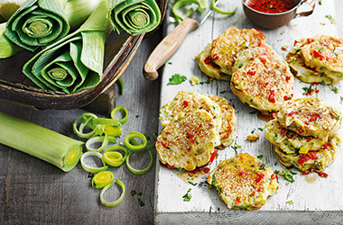 Leek and chilli pancakes