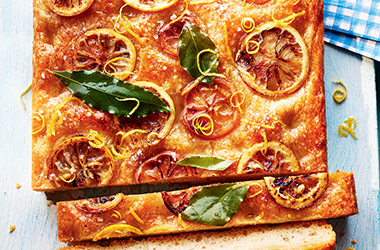 Lemon and bay sweet focaccia