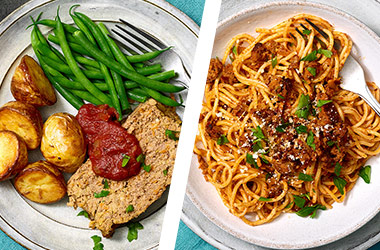 Lentil and beef meatloaf AND spicy spaghetti