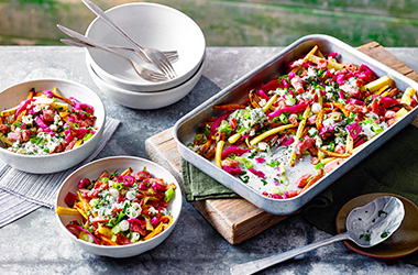 Loaded sweet potato and parsnip fries 