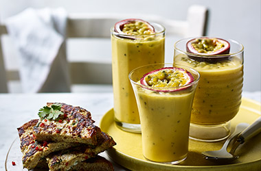 Mango and passion fruit lassi