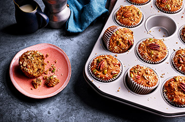 Maple, banana and pecan breakfast muffins