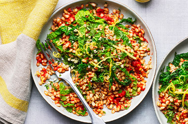 Microwave pearl barley risotto