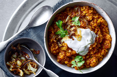 Microwave red lentil dhal