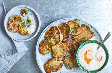 Mini pea pancakes