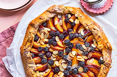 Nectarine, blueberry and almond galette
