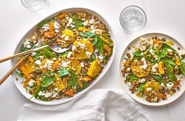 Spiced lentil and spinach salad