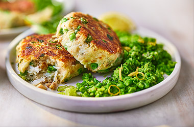 Pea and crab fishcakes