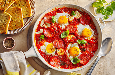 Pizza baked eggs