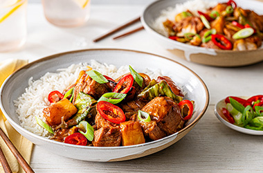 Pork and pineapple stew meal prep bag