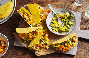5-ingredient prawn and mango tacos