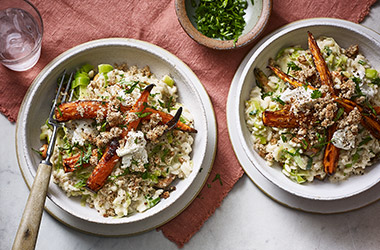 Cheesy roasted carrot risotto