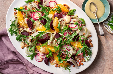 Radish, orange and beetroot salad