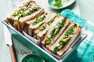 Ricotta, grilled courgette and pea sandwich