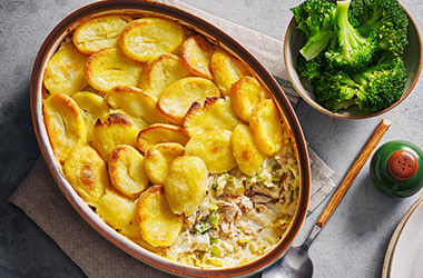 Roast potato-topped fish pie
