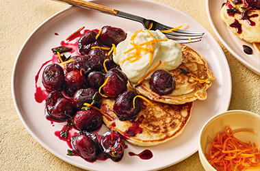 Roasted cherries with whipped mascarpone