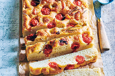 Roasted garlic, tomato and rosemary focaccia