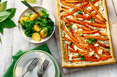 Roasted carrot and cheese tart