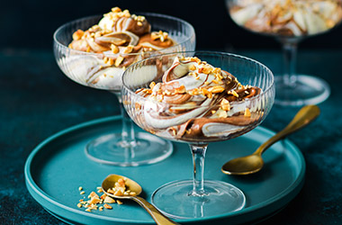 Salted chocolate and tahini sharing mousses