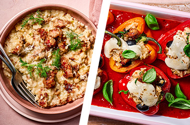 Sausage risotto AND stuffed peppers