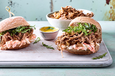 Slow-cooker pulled turkey rolls