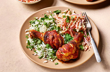 Smoky chicken drumsticks with slaw