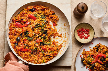 Spicy olive and chorizo rice