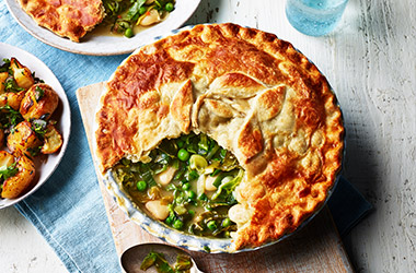 Spring greens and butter bean pot
