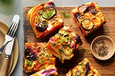Squash, beetroot and cottage cheese bake