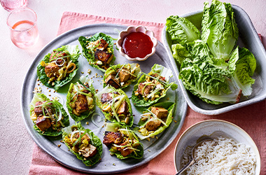 Sticky tofu lettuce cups