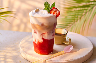 Strawberries and cream iced latte