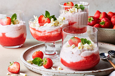 Strawberry and white chocolate mousse