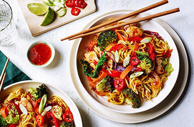 Sweet chilli chicken and broccoli noodles