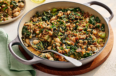 Lucy Parker's creamy leek and butter bean gratin