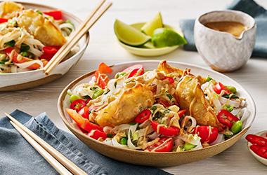 Summer dumpling noodle salad