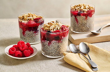 Chia pudding with berry compote