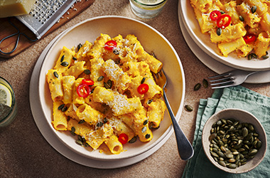 Roasted pumpkin pesto rigatoni