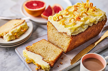 Zingy pink grapefruit and orange loaf cake
