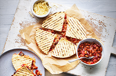 Taco bean quesadillas