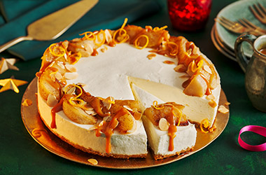 Spiced pear and caramel cheesecake