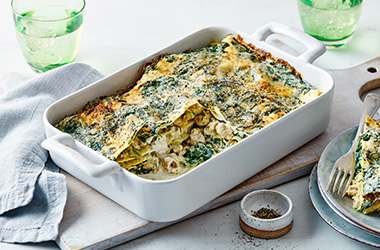 Lighter chicken, courgette and spinach lasagne