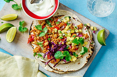Chicken tacos with pineapple salsa