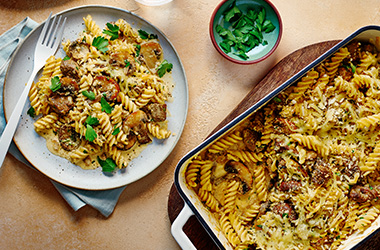 Leftover beef stroganoff pasta bake