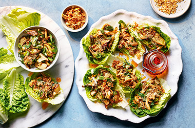 Thai-style mushroom lettuce cups