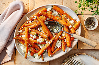 Thyme and feta roasted carrots