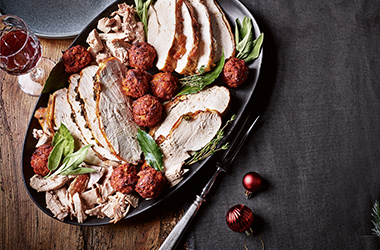Garlic and herb turkey crown with confit legs