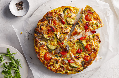 Vegetable and salmon frittata