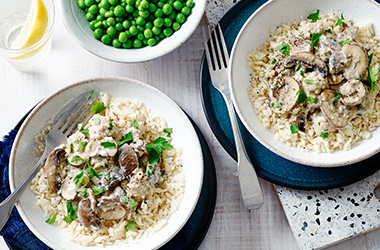 Quick sausage and mushroom stroganoff