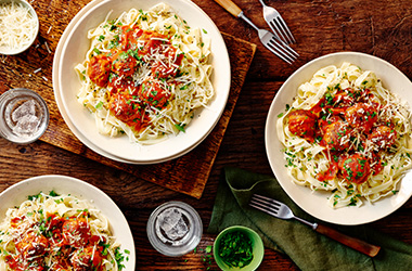 Pork and fennel meatballs with tagliatelle